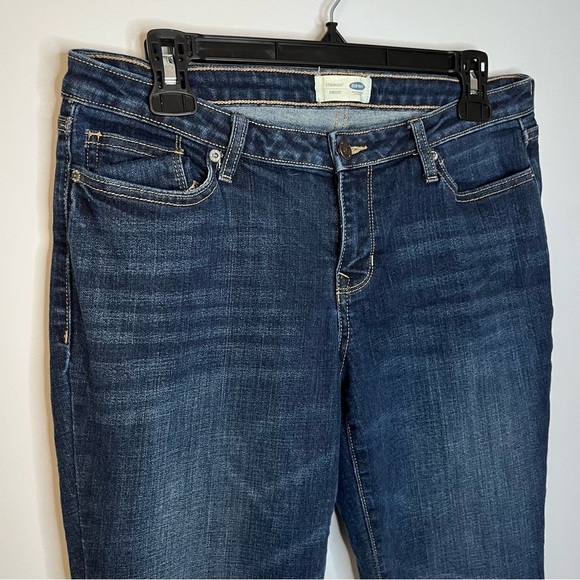 Old Navy Straight Leg Mid Rise Dark Rinse Denim Jeans Size 4 Regular - Picture 6 of 16